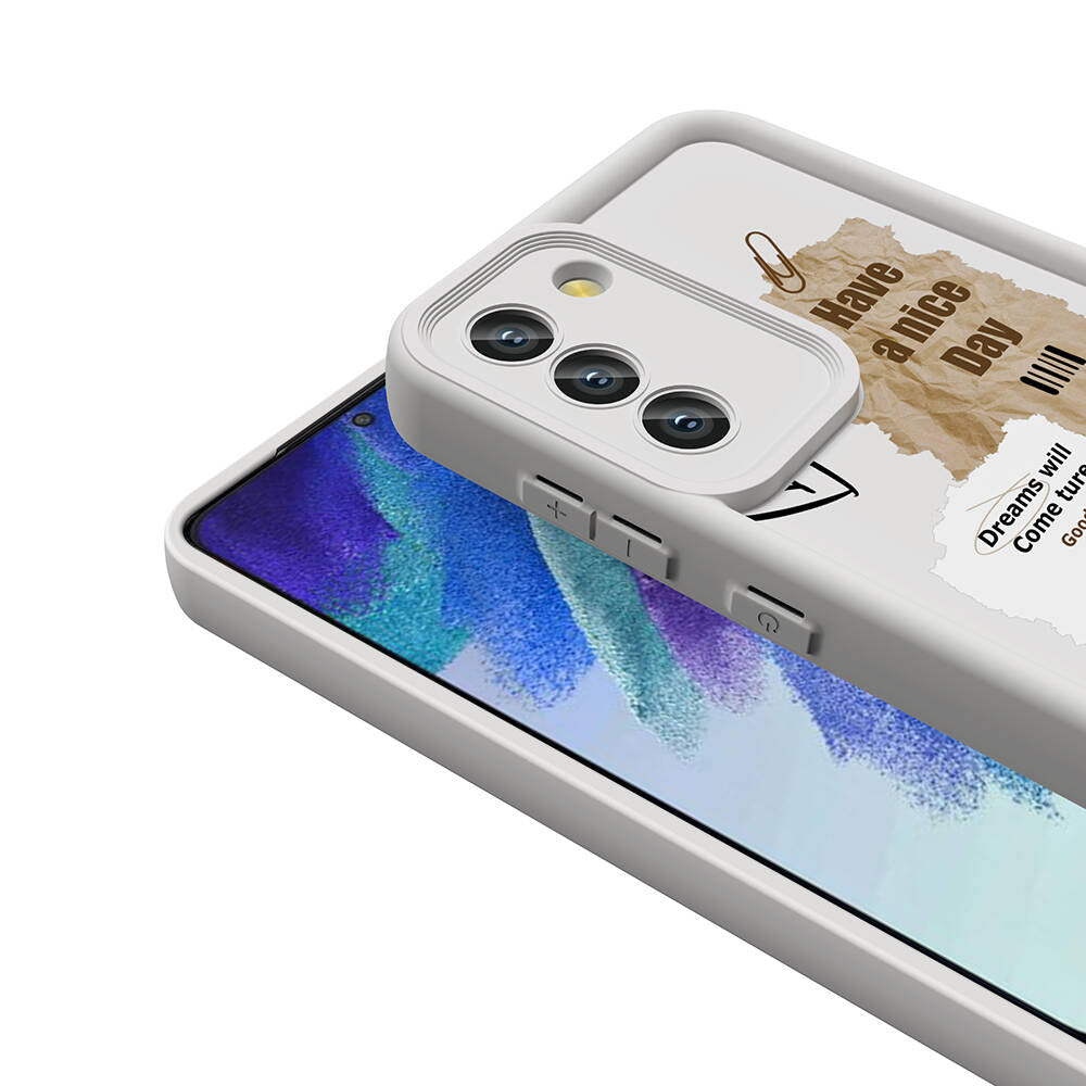 Galaxy S21 FE Kılıf Kamera Korumalı Baskılı Arka Yüzey Zore Klas Kapak Koyu Kahve