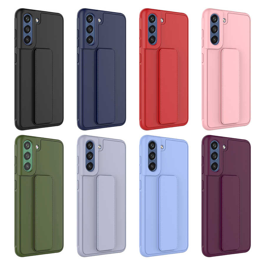 Galaxy S21 FE Kılıf Zore Qstand Kapak Siyah