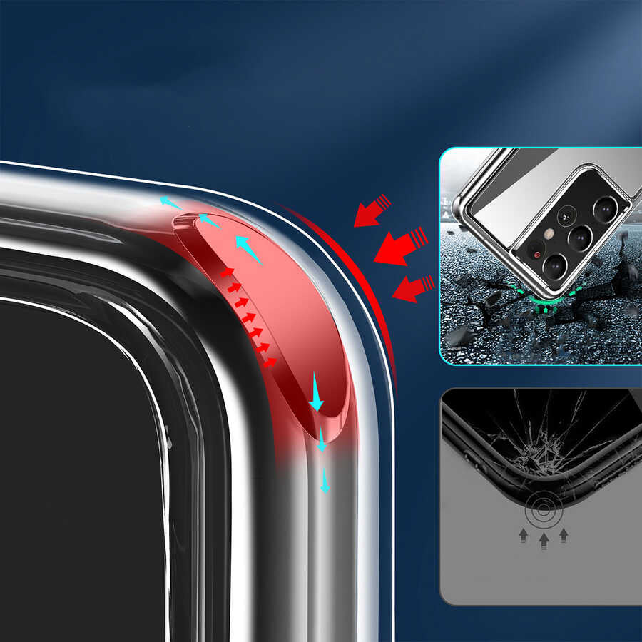 Galaxy S21 Ultra Kılıf Standlı Şeffaf Silikon Zore L-Stand Kapak Renksiz