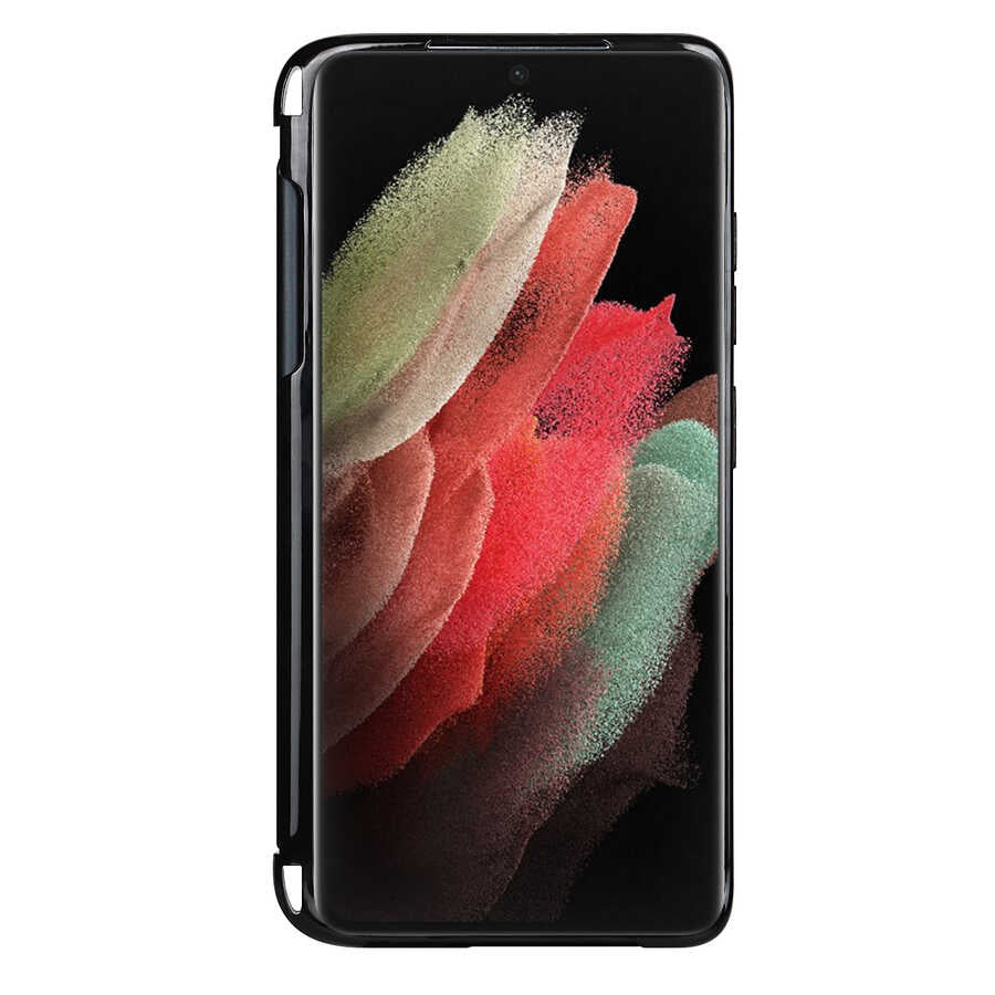 Galaxy S21 Ultra Kılıf Zore Kalem Bölmeli Standlı Süper Silikon Kapak Renksiz