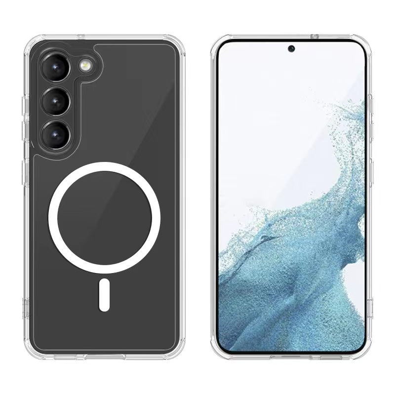 Galaxy S22 Kılıf M-safe Şarj Özellikli Şeffaf Sert PC Zore Embos Kapak Renksiz