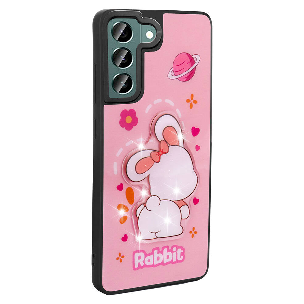 Galaxy S22 Kılıf Parlayan Kabartmalı İkonik Figürlü Zore Amas Silikon Kapak Siyah