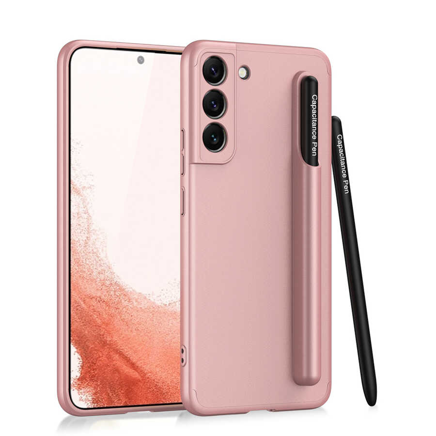 Galaxy S22 Kılıf Zore Kalemli Ays Kapak Rose Gold