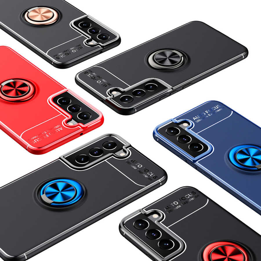 Galaxy S22 Kılıf Zore Ravel Silikon Kapak Siyah-Kırmızı