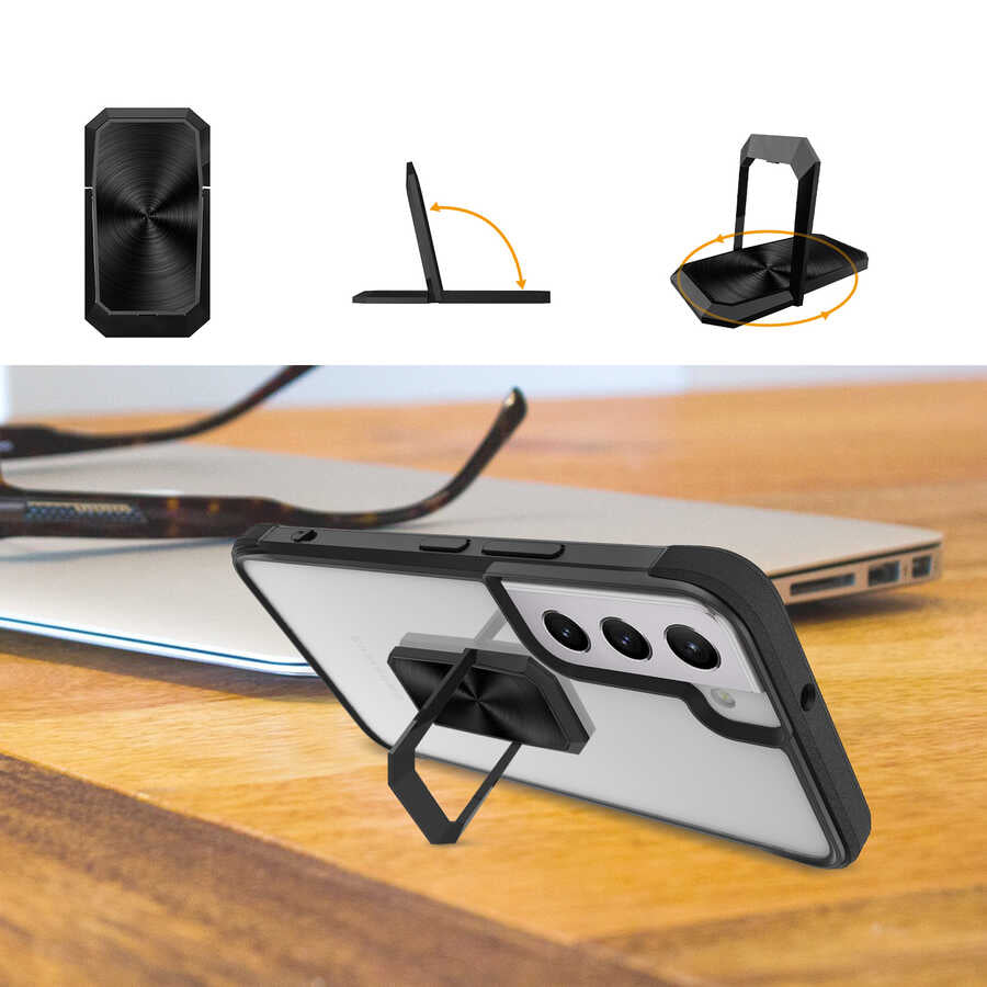 Galaxy S22 Kılıf Zore V-Bax Kapak Siyah