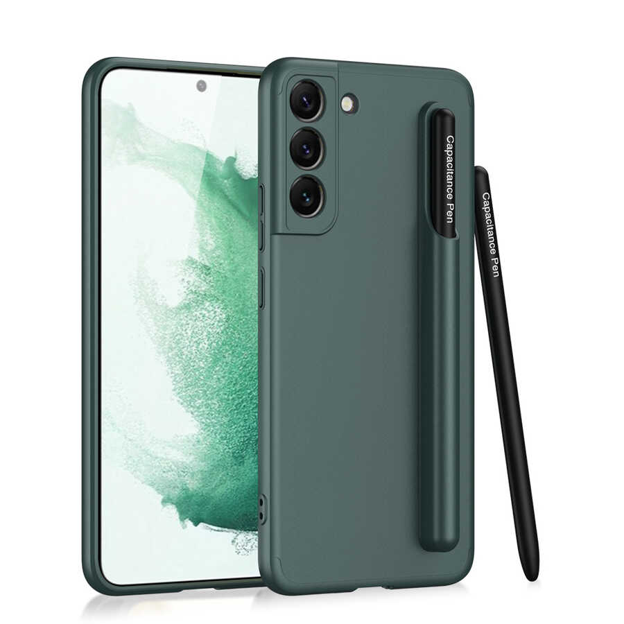 Galaxy S22 Plus Kılıf Zore Kalemli Ays Kapak Koyu Yeşil