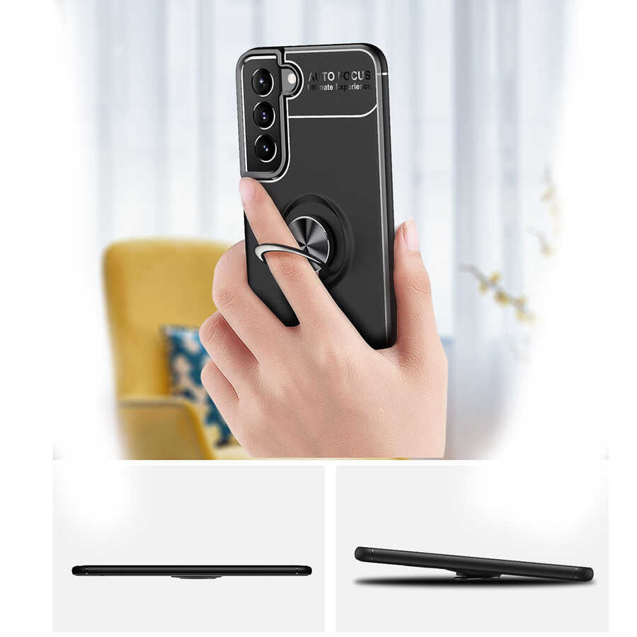 Galaxy S22 Plus Kılıf Zore Ravel Silikon Kapak Siyah-Rose Gold