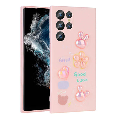 Galaxy S22 Ultra Kılıf Kabartma Figürlü Parlak Zore Toys Silikon Kapak Beyaz