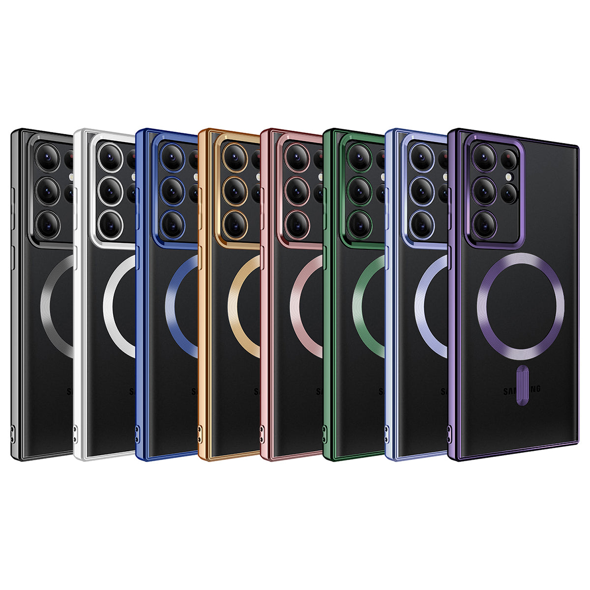 Galaxy S22 Ultra Kılıf M-safe Wireless Şarj Özellikli Zore Setro Silikon Gold