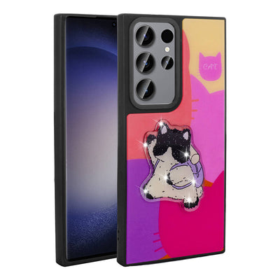 Galaxy S22 Ultra Kılıf Parlayan Kabartmalı İkonik Figürlü Zore Amas Silikon Kapak Beyaz