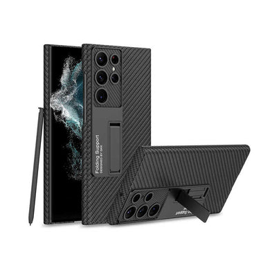 Galaxy S22 Ultra Kılıf Zore Kıpta Standlı Kapak Siyah Litchi