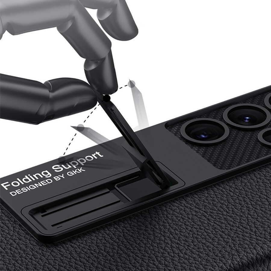 Galaxy S22 Ultra Kılıf Zore Kıpta Standlı Kapak Koyu Mor