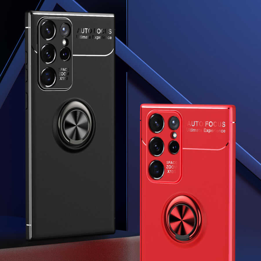 Galaxy S22 Ultra Kılıf Zore Ravel Silikon Kapak Siyah-Mavi