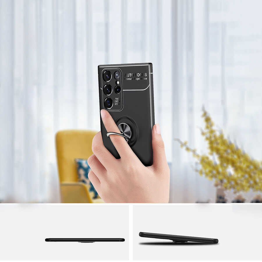 Galaxy S22 Ultra Kılıf Zore Ravel Silikon Kapak Siyah