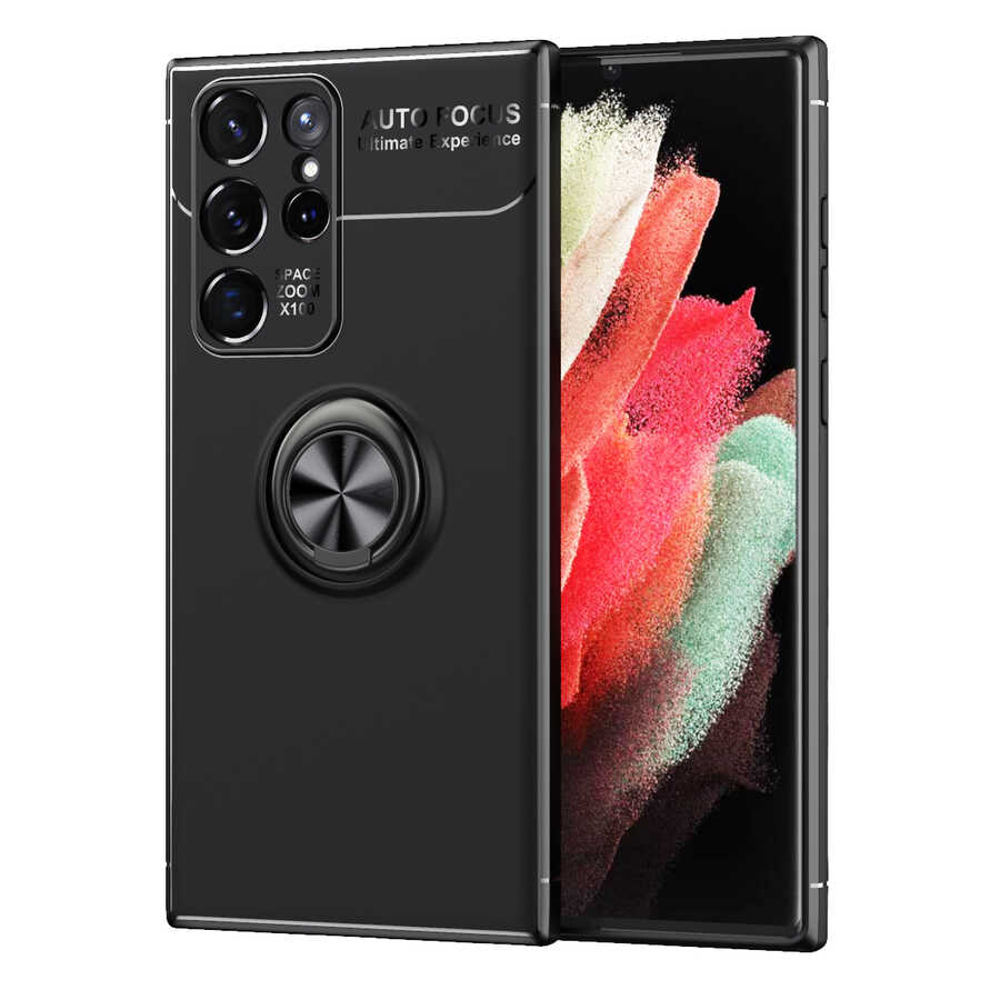 Galaxy S22 Ultra Kılıf Zore Ravel Silikon Kapak Siyah