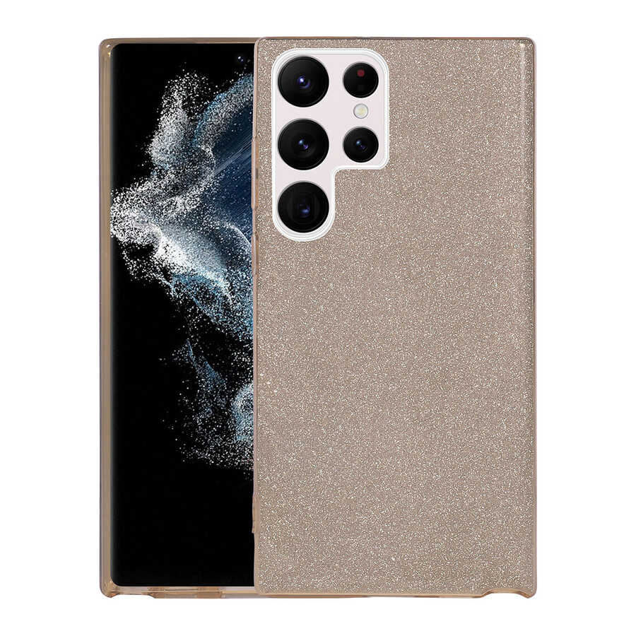 Galaxy S22 Ultra Kılıf Zore Shining Silikon Gold