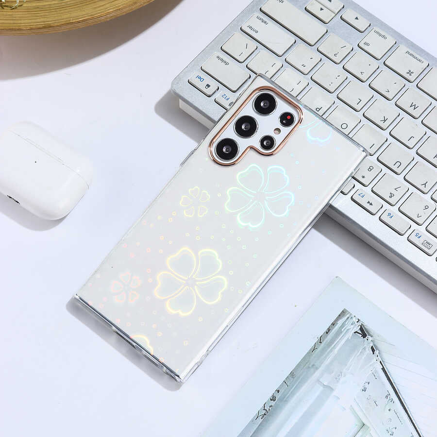 Galaxy S22 Ultra Kılıf Zore Sidney Desenli Sert Kapak Flower No3