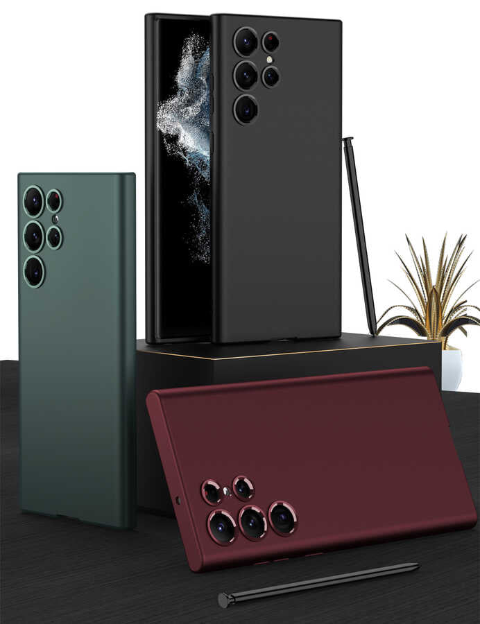 Galaxy S22 Ultra Kılıf Zore Silikon Kıpta Kapak Koyu Yeşil