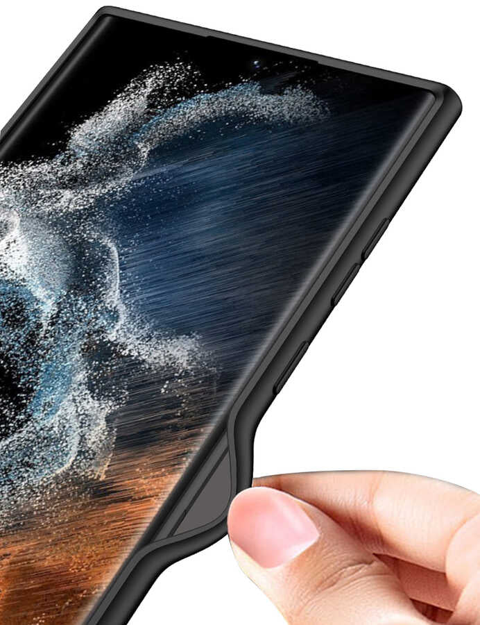Galaxy S22 Ultra Kılıf Zore Silikon Kıpta Kapak Siyah