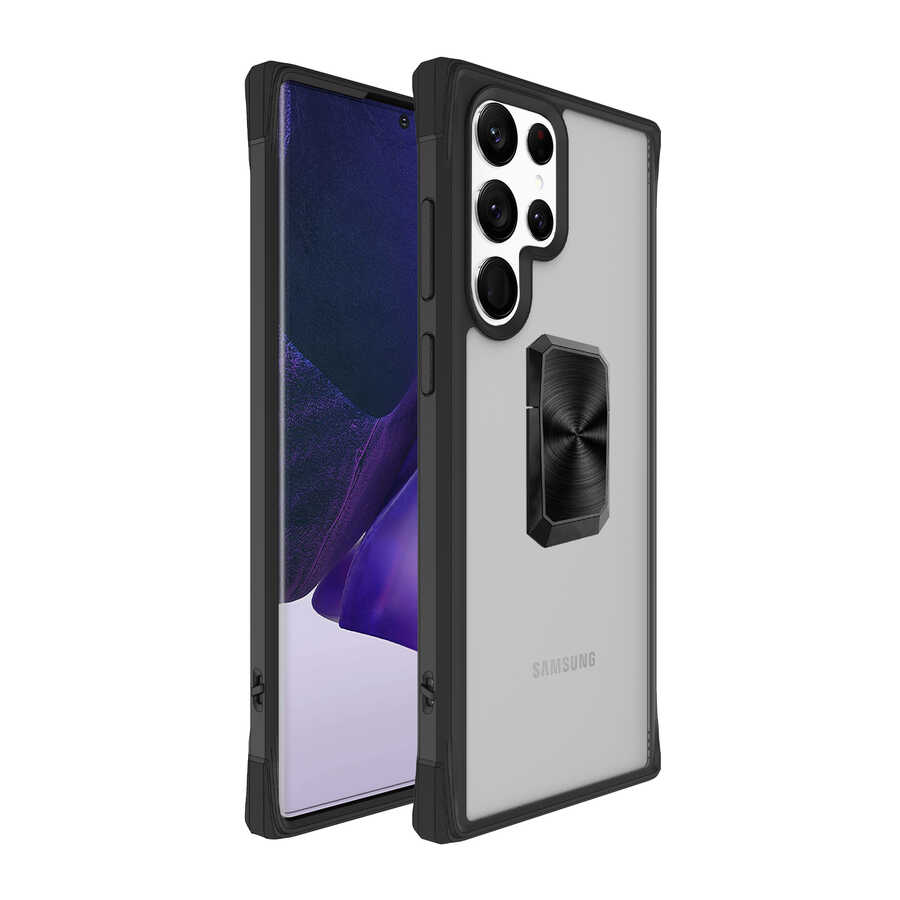 Galaxy S22 Ultra Kılıf Zore V-Bax Kapak Siyah