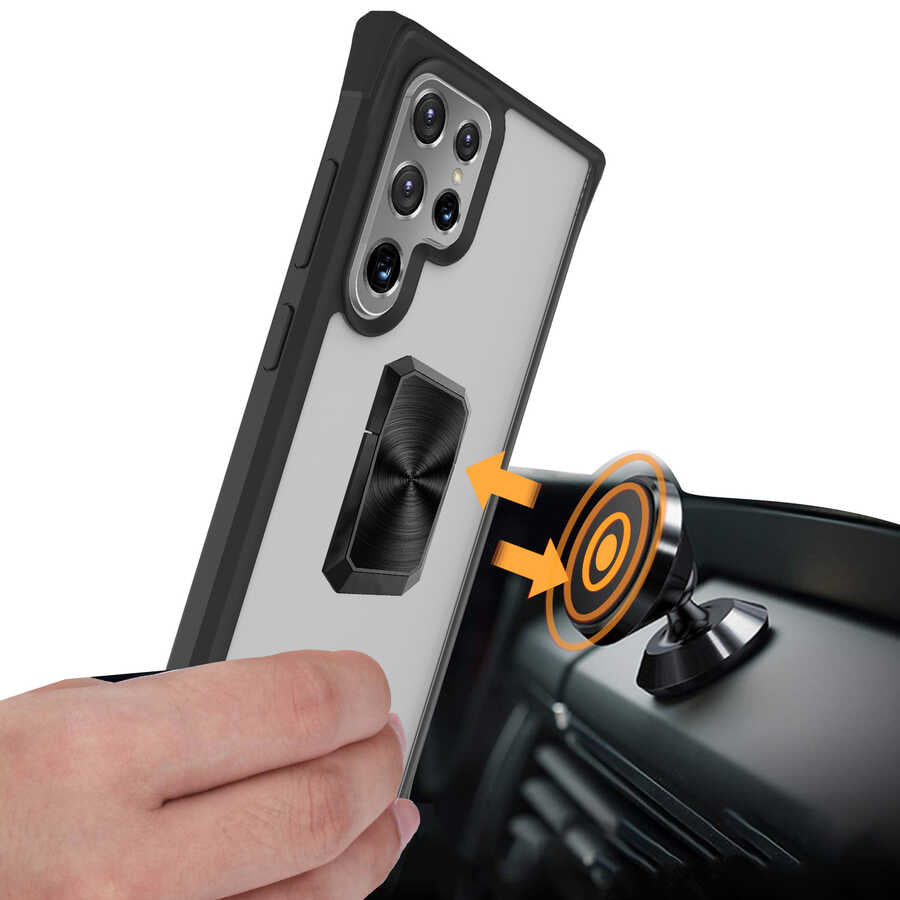 Galaxy S22 Ultra Kılıf Zore V-Bax Kapak Siyah