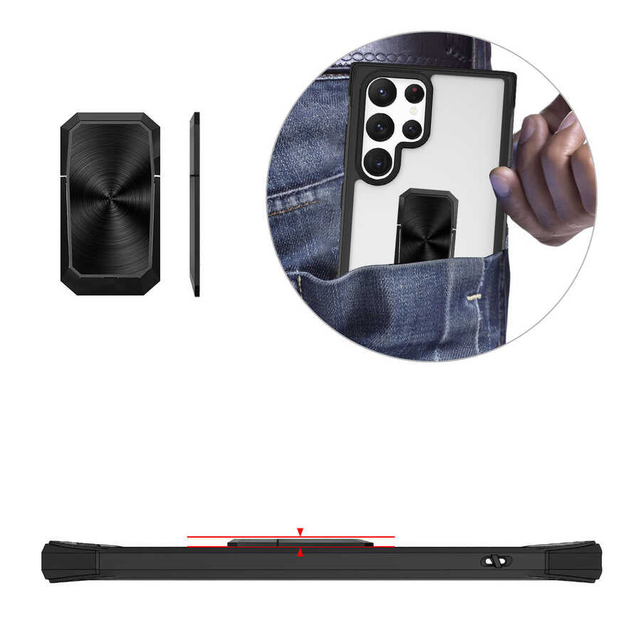 Galaxy S22 Ultra Kılıf Zore V-Bax Kapak Siyah