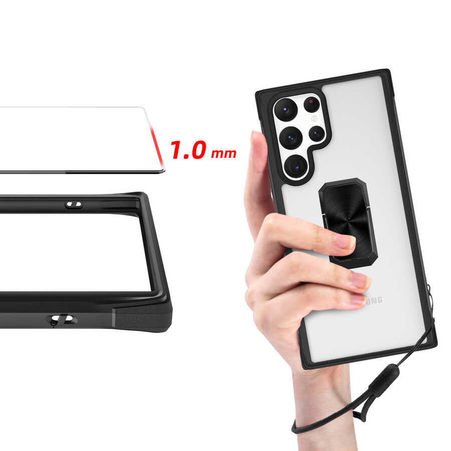 Galaxy S22 Ultra Kılıf Zore V-Bax Kapak Siyah