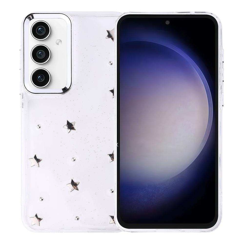 Galaxy S23 FE Kılıf Airbag Tasarımlı Simli Şeffaf Zore Kutup Kapak Yıldız