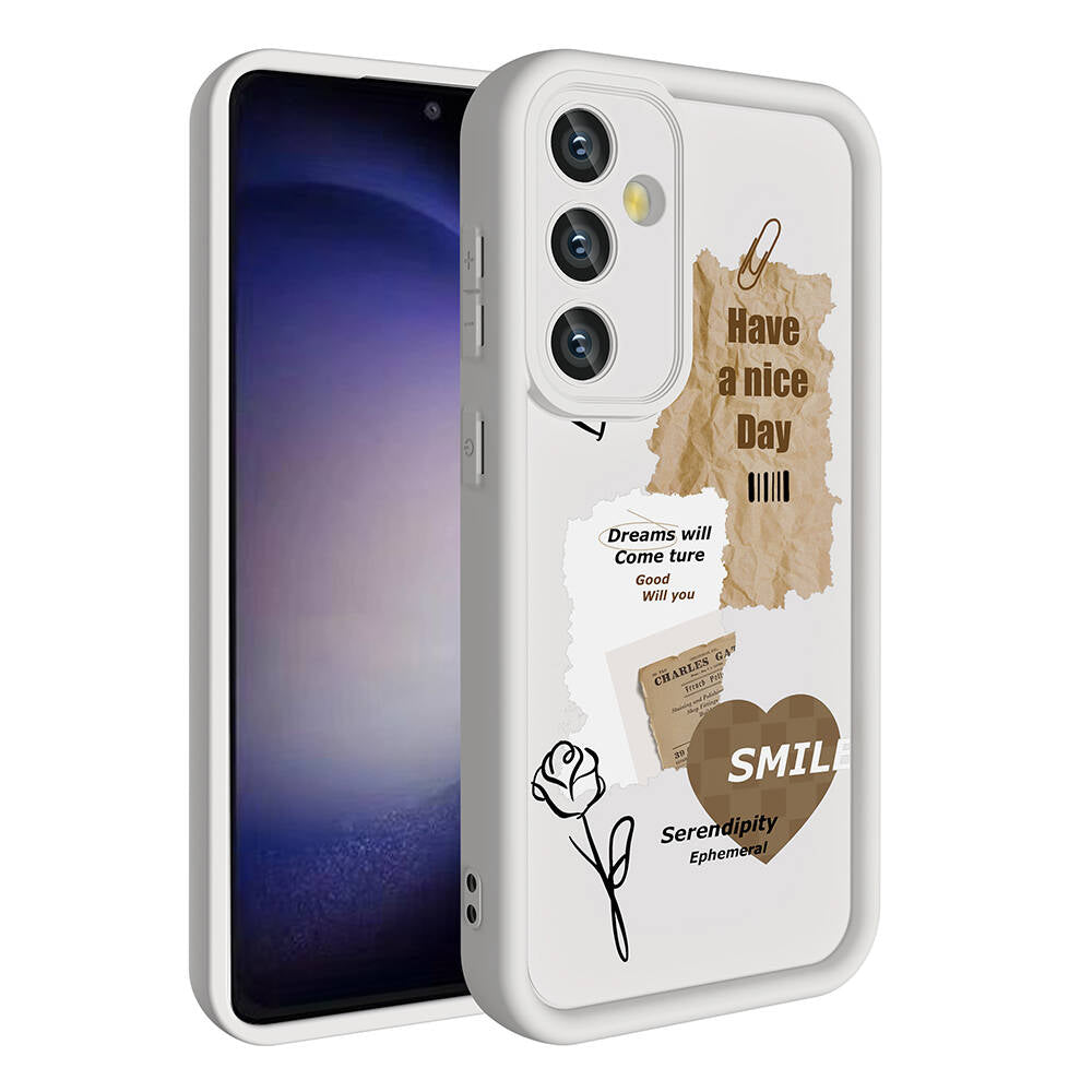 Galaxy S23 FE Kılıf Kamera Korumalı Baskılı Arka Yüzey Zore Klas Kapak Beyaz