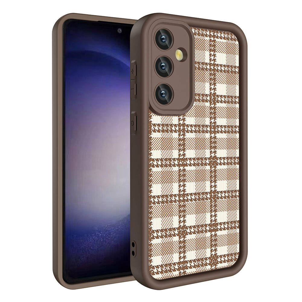 Galaxy S23 FE Kılıf Kamera Korumalı Baskılı Arka Yüzey Zore Klas Kapak Açık Kahve