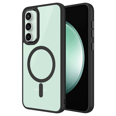 Galaxy S23 FE Kılıf Wireless Şarj Özellikli Zore Krom M-safe Silikon Kapak Siyah