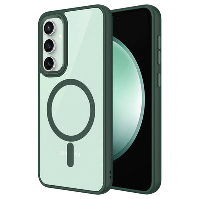 Galaxy S23 FE Kılıf Wireless Şarj Özellikli Zore Krom M-safe Silikon Kapak Koyu Yeşil