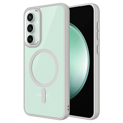 Galaxy S23 FE Kılıf Wireless Şarj Özellikli Zore Krom M-safe Silikon Kapak Gri