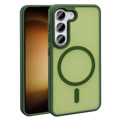 Galaxy S23 Kılıf M-safe Şarj Özellikli Mat Arka Yüzey Zore Sio Kapak Koyu Mor