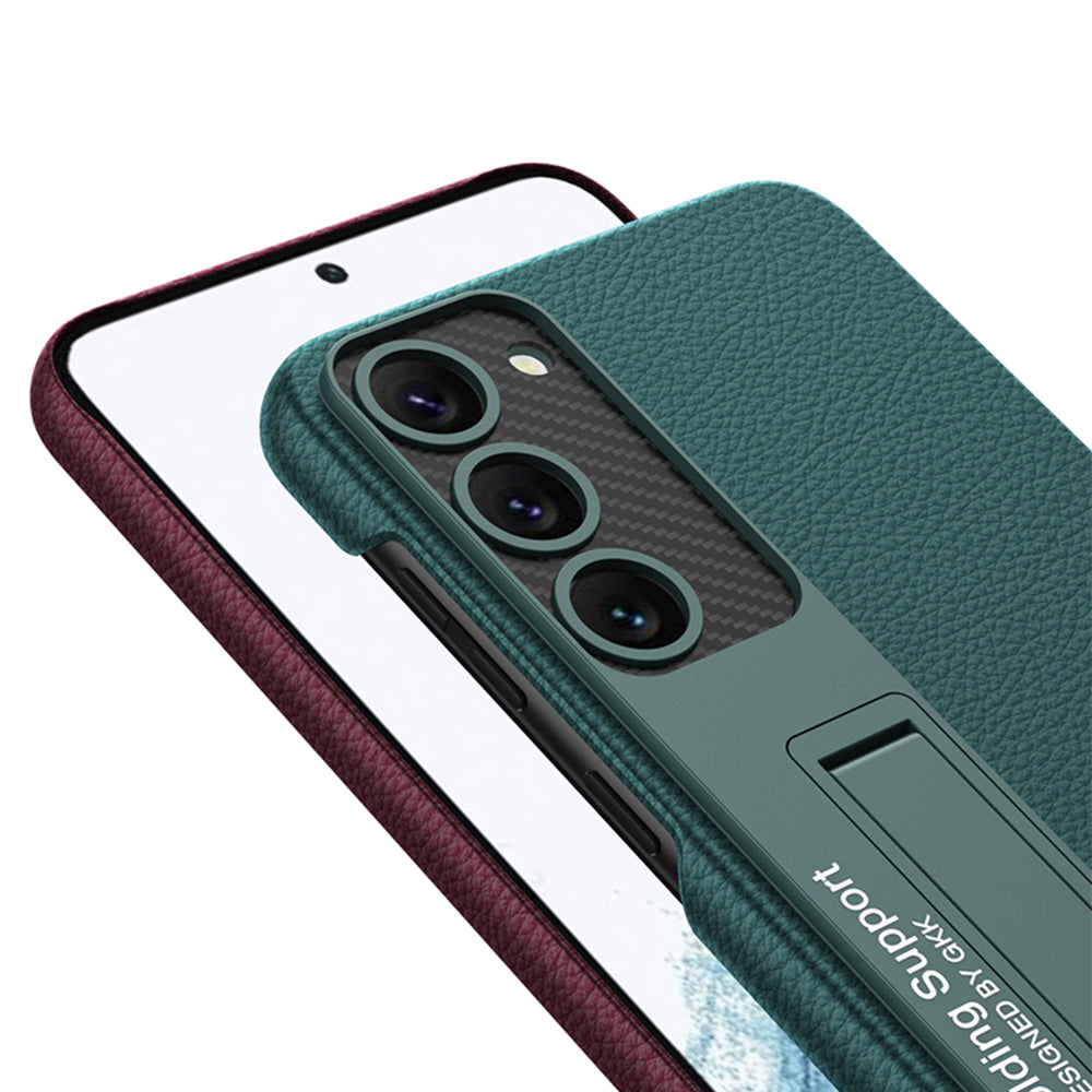 Galaxy S23 Kılıf Zore Kıpta Standlı Kapak Koyu Yeşil