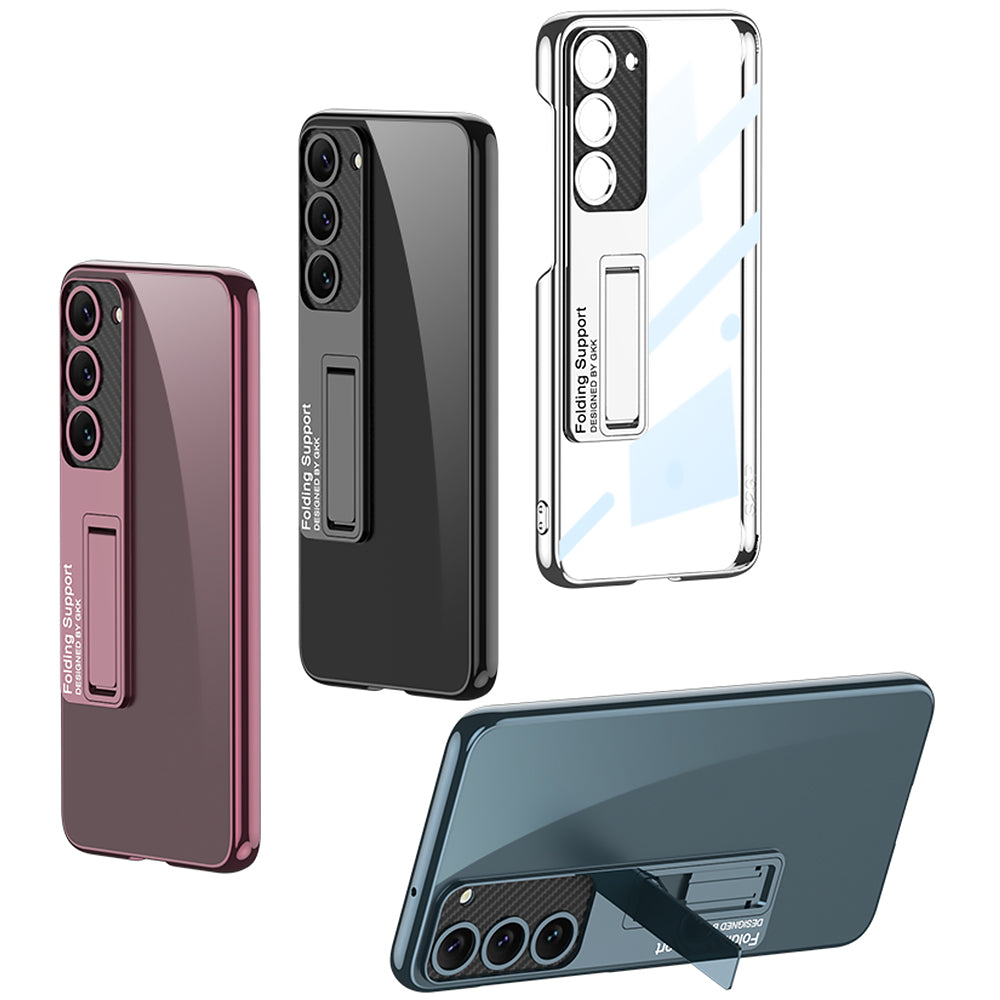 Galaxy S23 Plus Kılıf Kamera Korumalı Şeffaf Tasarımlı Zore Lego Standlı Kapak Koyu Yeşil