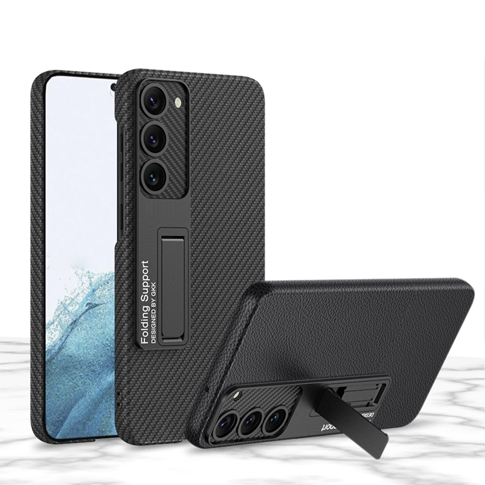 Galaxy S23 Plus Kılıf Zore Kıpta Standlı Kapak Siyah Karbon