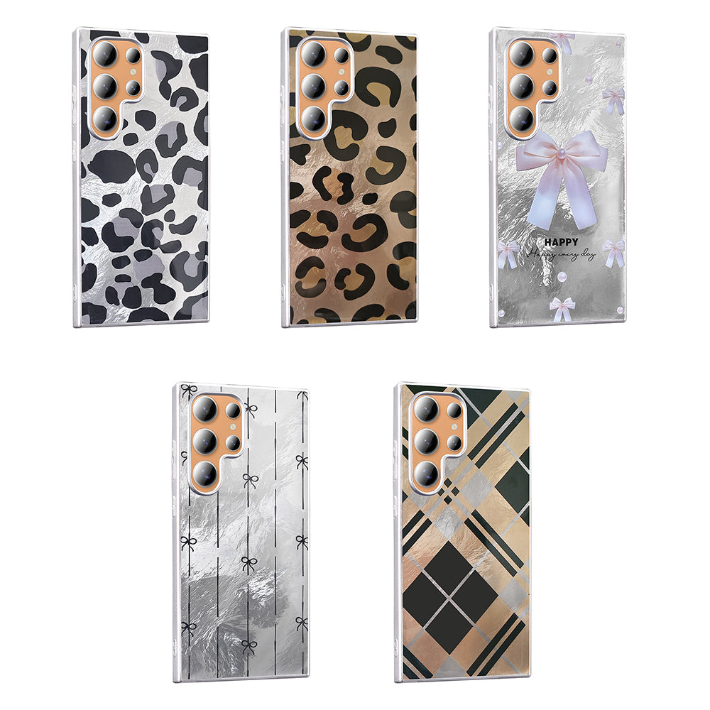 Galaxy S23 Ultra Kılıf Desenli Zore Mep Kapak Gold Leopar