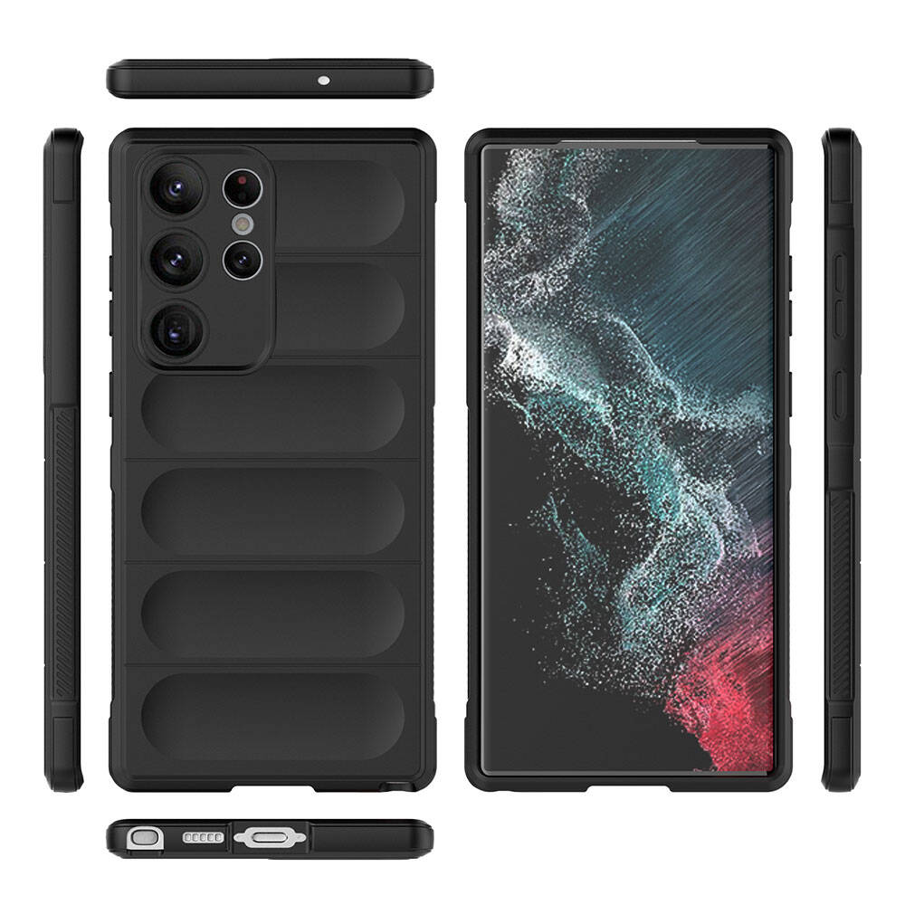 Galaxy S23 Ultra Kılıf Esnek TPU Oyuklu Arka Yüzey Tasarımlı Zore Etnik Silikon Kapak Lacivert