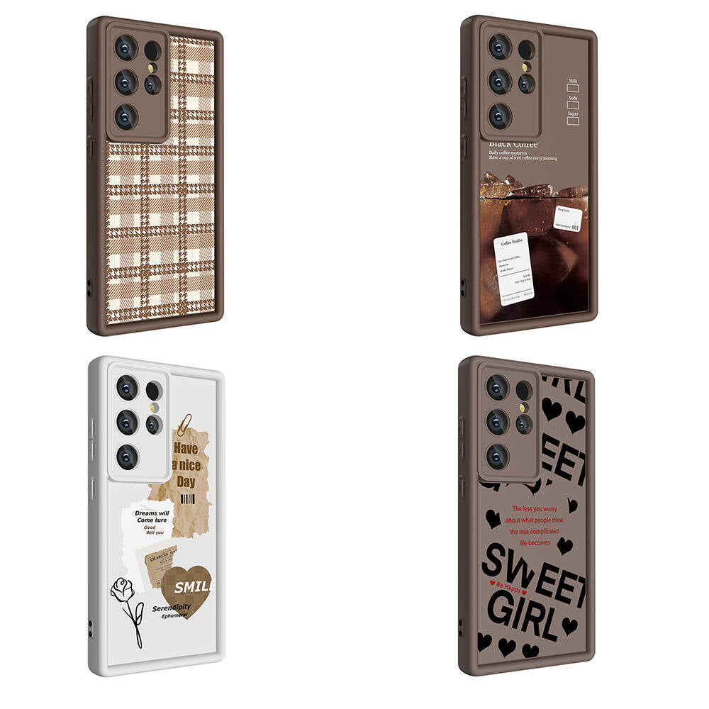 Galaxy S23 Ultra Kılıf Kamera Korumalı Baskılı Arka Yüzey Zore Klas Kapak Koyu Kahve