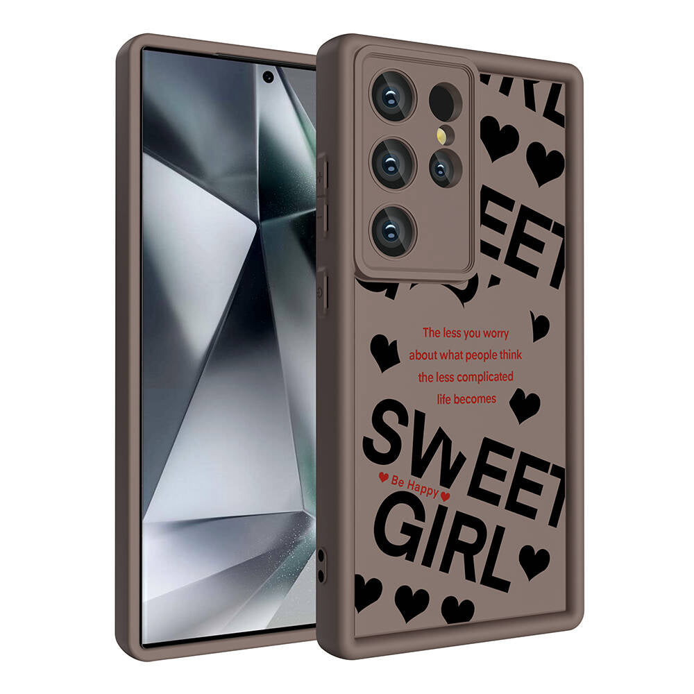 Galaxy S23 Ultra Kılıf Kamera Korumalı Baskılı Arka Yüzey Zore Klas Kapak Açık Kahve