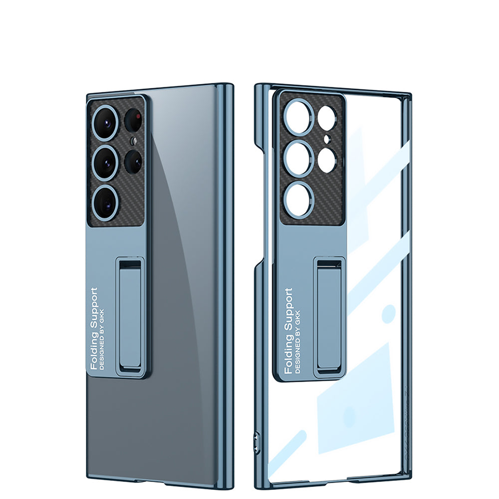 Galaxy S23 Ultra Kılıf Kamera Korumalı Şeffaf Tasarımlı Zore Lego Standlı Kapak Mor