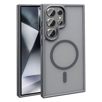 Galaxy S23 Ultra Kılıf M-safe Şarj Özellikli Mat Arka Yüzey Zore Sio Kapak Koyu Mor