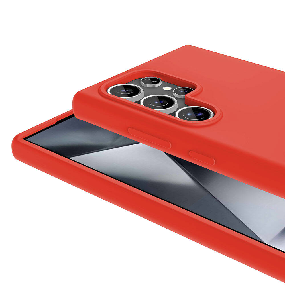 Galaxy S23 Ultra Kılıf M-safe Şarj Özellikli Sıvı Teknolojili Silinebilir Sert Zore Kivi Kapak Koyu Gri