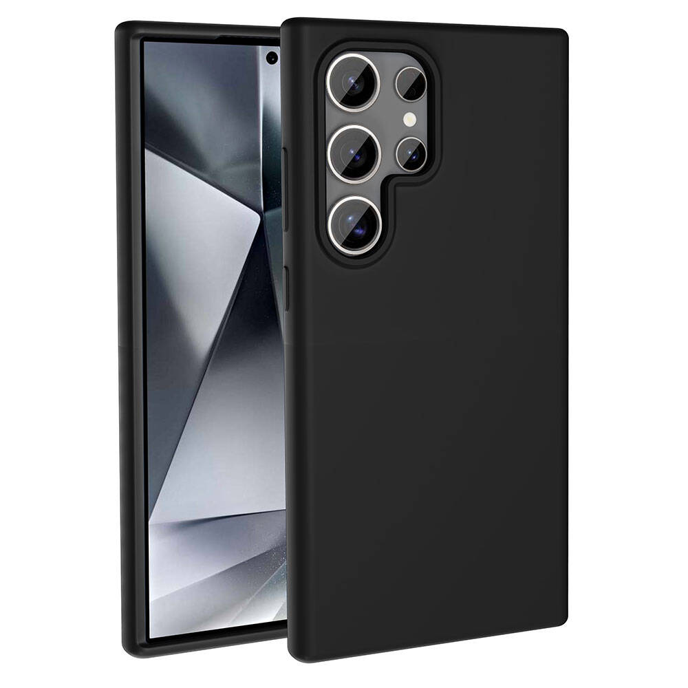 Galaxy S23 Ultra Kılıf M-safe Şarj Özellikli Sıvı Teknolojili Silinebilir Sert Zore Kivi Kapak Siyah