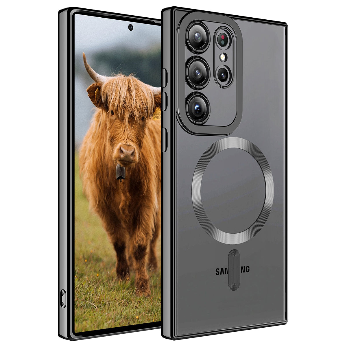 Galaxy S23 Ultra Kılıf M-safe Wireless Şarj Özellikli Zore Setro Silikon Siyah