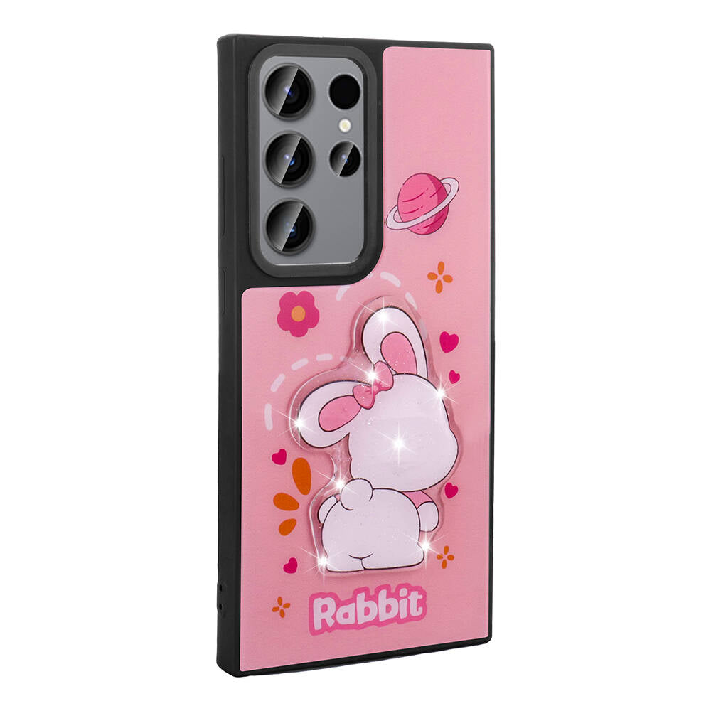 Galaxy S23 Ultra Kılıf Parlayan Kabartmalı İkonik Figürlü Zore Amas Silikon Kapak Mor