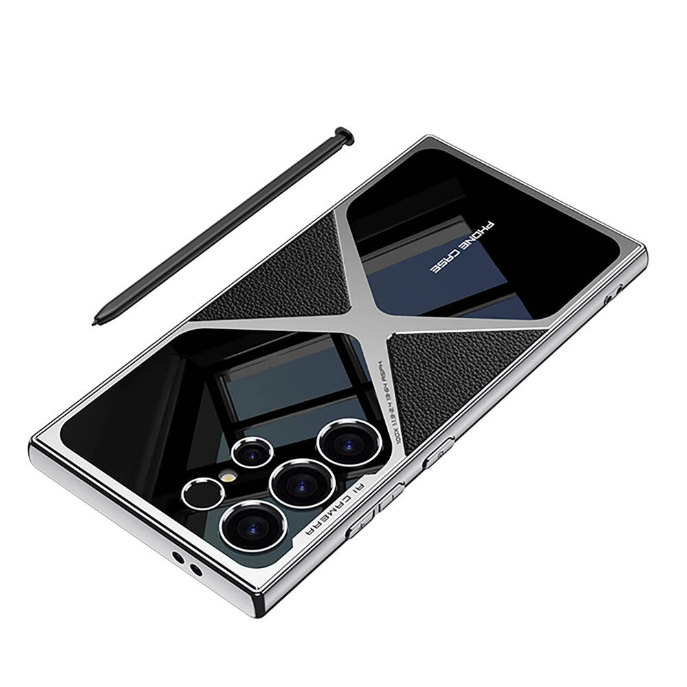 Galaxy S23 Ultra Kılıf Ultra İnce Kamera Korumalı PC + Deri Arka Yüzey Zore X-Pro Kapak Siyah