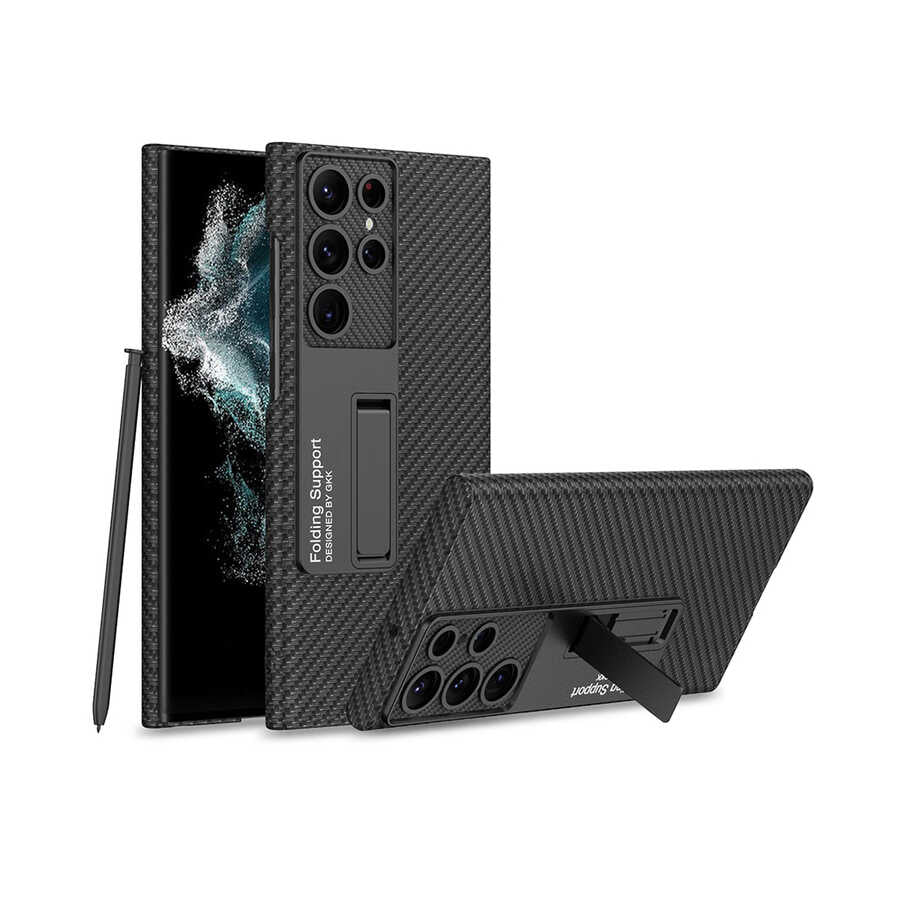 Galaxy S23 Ultra Kılıf Zore Kıpta Standlı Kapak Koyu Mor