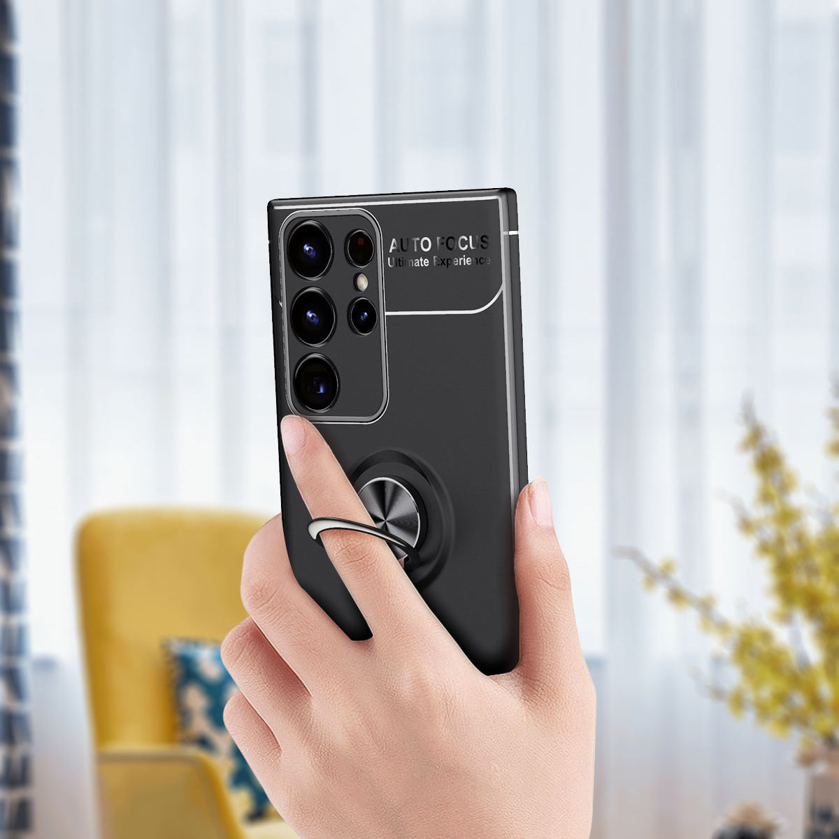 Galaxy S23 Ultra Kılıf Zore Ravel Silikon Kapak Siyah-Mavi